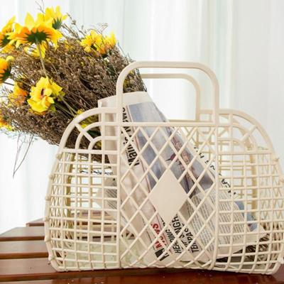Bolsa de Gran Capacidad Gelatina Hueca Bolso Tote Portátil Reutilizable Y Cesta Fácil de Limpiar