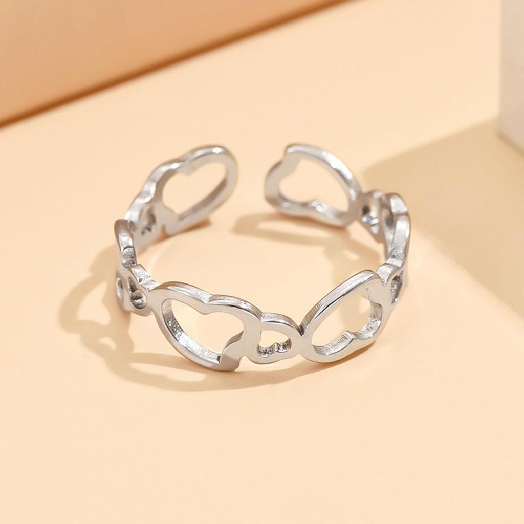 Sweet Princess Stainless Steel Heart Ring - Adjustable Women's Gift