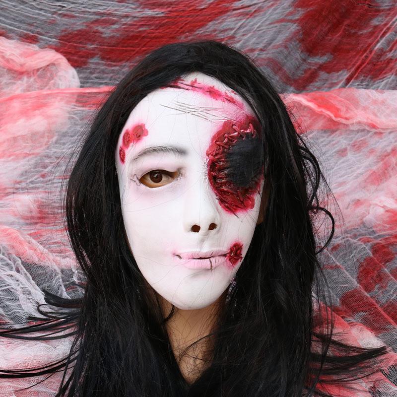 

Sadako Yamamura Halloween Horror Mask Haunted House Escape Npc Props Costume Style C