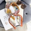 Korean Internet celebrities creative splicing color grid printing square scarf women's professional wear decoration thin imitation silk scarf