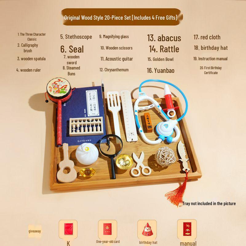 Zhua Zhou Requisiten-Set: Babys erster Geburtstag Zeremonie für Jungen & Mädchen