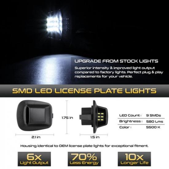 2X LED FULL Bright For White License Plate Lamp Dodge Light 35735 Dakota