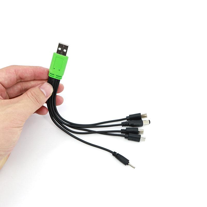 20cm 5 in 1 USB male to 5 way type c DC 5.5x2.1mm 2.0x0.7mm male mini 5P V3 V8 mirco usb male power charging cable