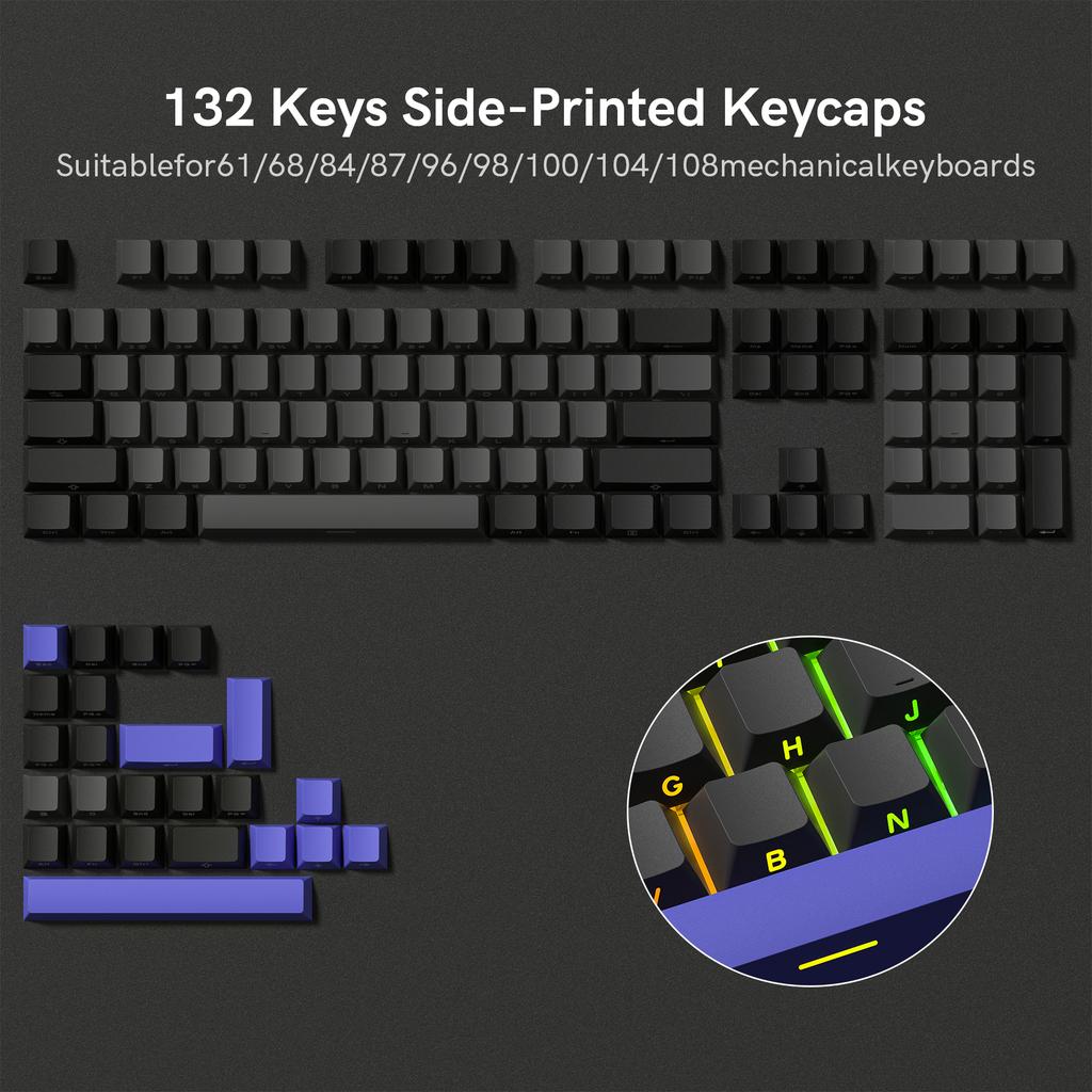 Xiaomi Womier 122 Keys Retro Black PBT Keycap Double Shot Cherry Profile Key Caps for Cherry MX Switches Mechanical Gamer Keyboard
