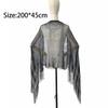 High Quality Hollow Out Tassel Shawl Polyester Shinning Silk Shawl Tassel Comfortable Sunscreen Cover Evening Dress