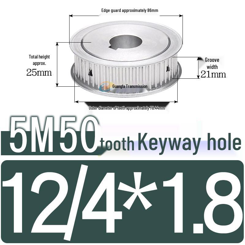 Dual-Sided Flat Timing Pulley: 5M50 Teeth, Width Options 11/16/21/27AF, Bore Size 8-30.