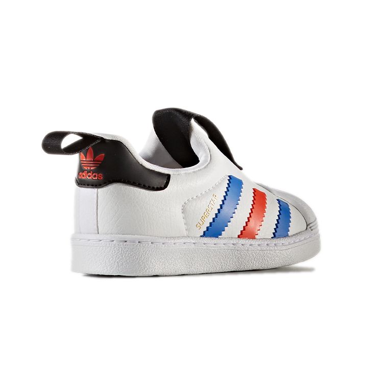 Adidas Originals Superstar Winter 360 Comfortable Versatile Low-Top Walking Shoes Baby Shoes White Blue Red BY9937