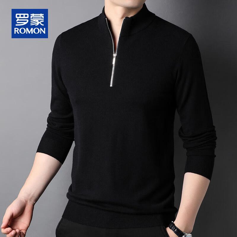 ROMON Men's Cashmere Blend Half-Zip Mock Neck Sweater