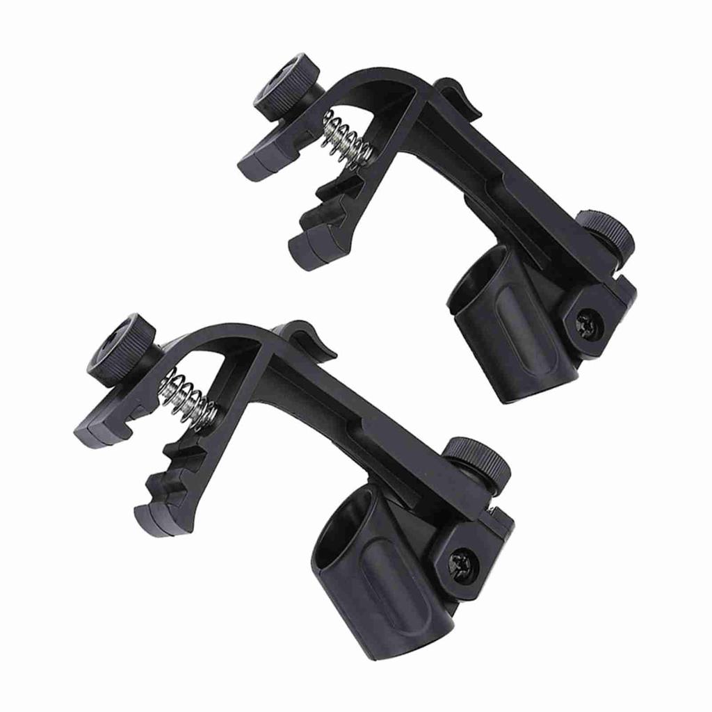2 Pcs New Portable Adjustable Clips On Drum Mount Rim Microphone Shockproof Clamp Holder(Black)