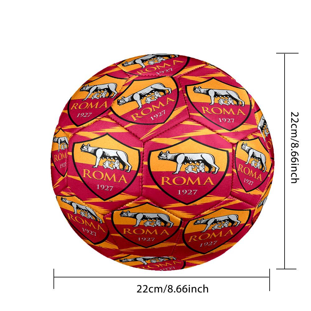 Pallone da Calcio AS Roma Indoor Misura 5 Colorato Cucito a Macchina PVC Pronto per la Competizione Resistente Alta Rimbalzabilità