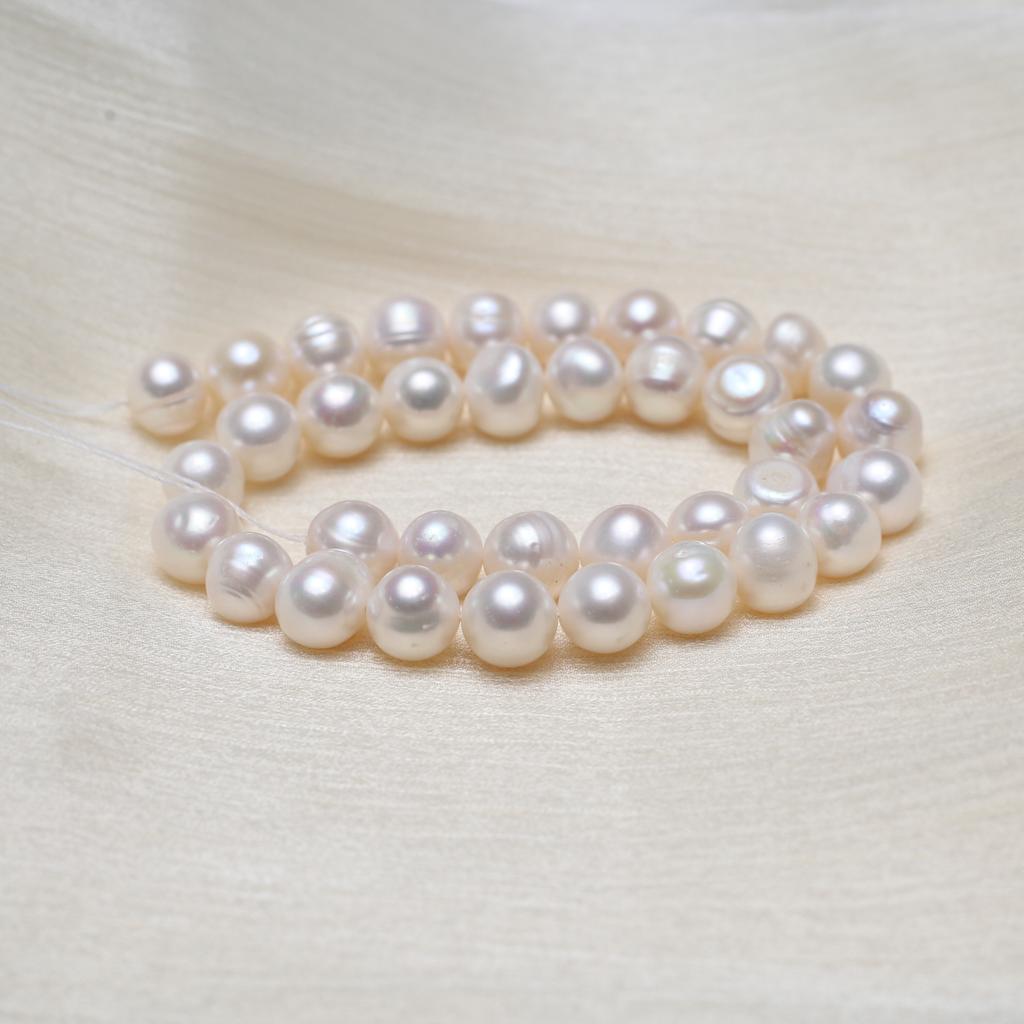 1String, White Natural Freshwater Pearls, Handmade Round Pearl Beads, 10-11 Mm, for DIY Necklace Accessories, Jewelry Making, Women Gift, 36 Cm