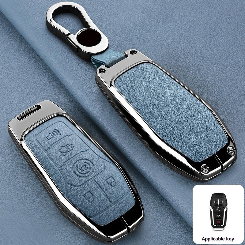Zinc Alloy Leather Car Key Fob Case For Ford Fusion Mondeo Mustang F 150 Explorer Edge Key Fob Car Key Case