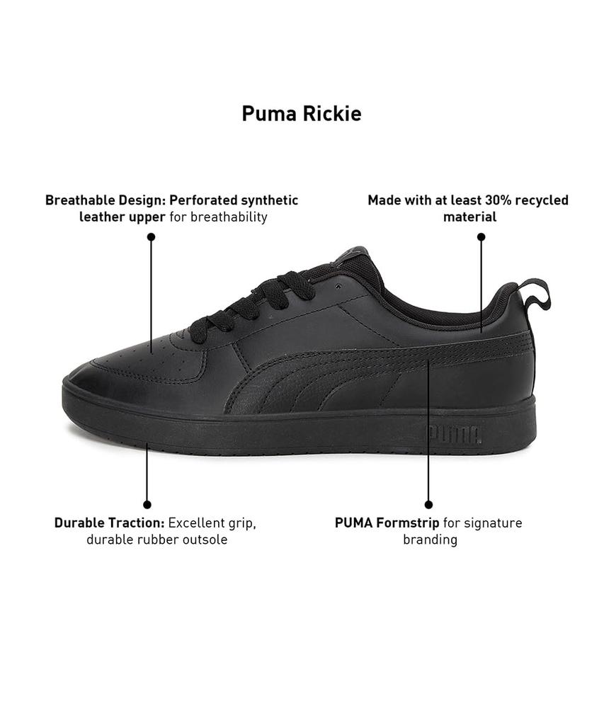 Puma Ricky Unisex 2024 Puma Black Size cm Sneakers, 387607, Adult, Spring/Summer Colorway, Black/Puma (03), 25.0