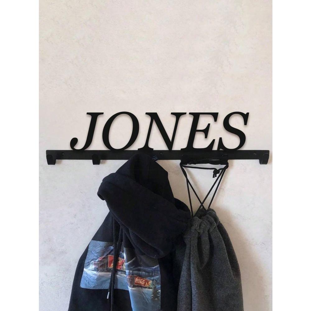 Custom Metal Name Hook Black Wall Mounted Holder Towel Rack Key Hanger Storage Bedroom Entryway Decor