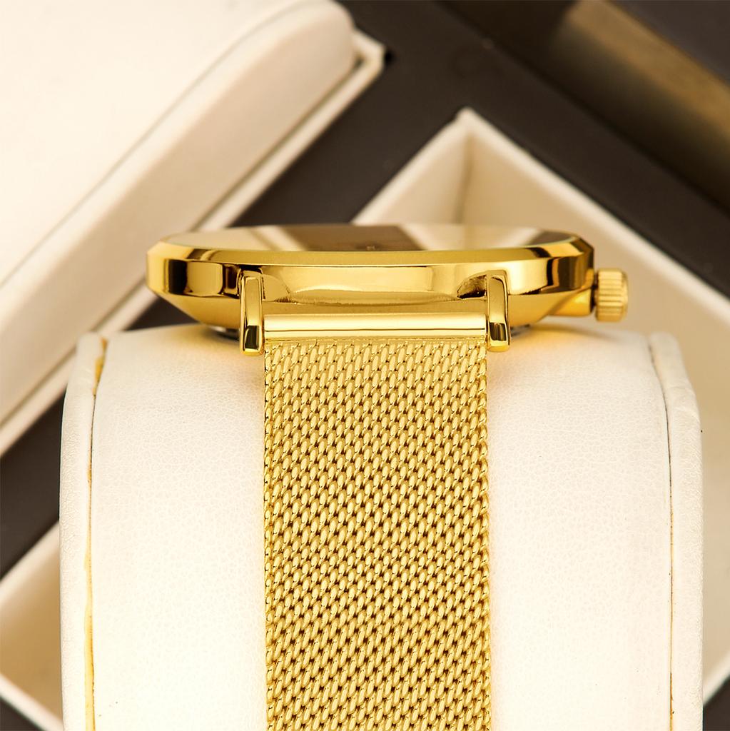 YaLaLuSi Brand Casual Men's Quartz Watch Green Disk Gold Mesh Belt Business Fashion Quartz Watch Simple Atmosphere Trend Watch