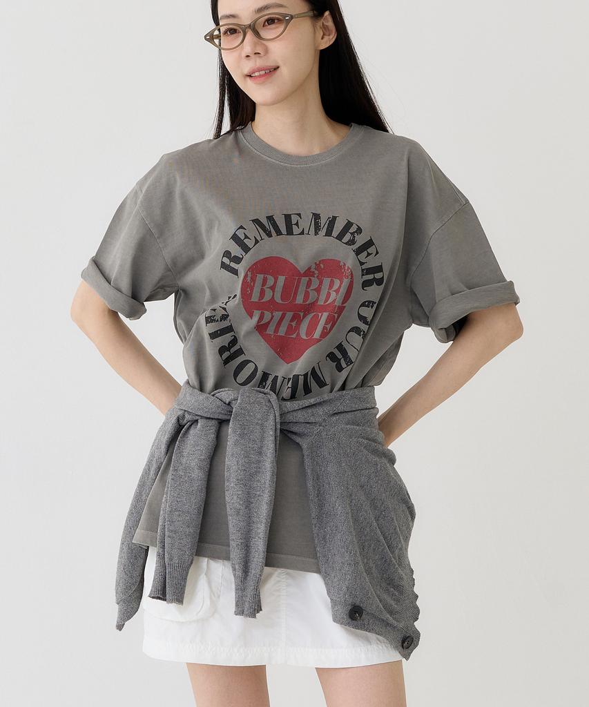 Beobeulpiseu Heart Circle Pigment T-Shirt_Light Gray