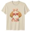 Cute Dog T-Shirt Pet Lover Floral Sunglasses Funny Cartoon Summer Gift