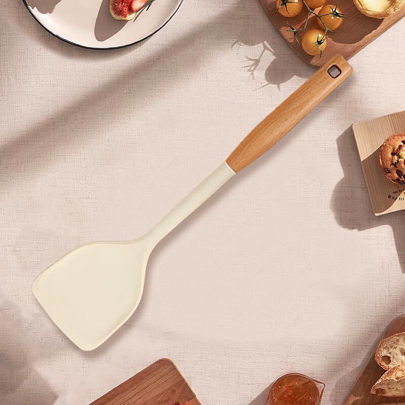 Wooden Handle Silicone Spatula for Non-Stick Pans