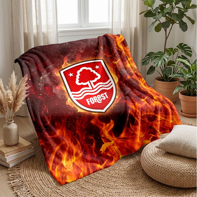 Manta de Franela con Estampado de Fútbol del Nottingham Forest, Manta Ligera Suave y Cálida para Sofá Cama Acampada
