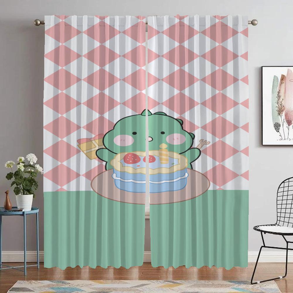 Checkerboard Blackout Curtain for Room 2 Panel Modern Living Room Curtains 2 Pieces Halloween Decoration Tulle for Bedroom Child