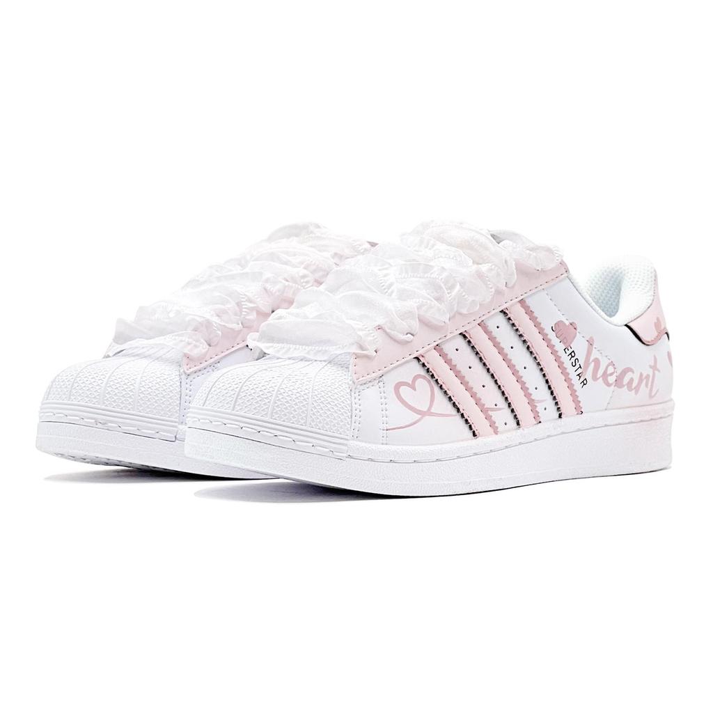 adidas Originals Superstar 2 Serce Graffiti Serce Niskie Buty Skateboardowe Unisex Różowy Biały IH8659(TeamS1-HeartS-BOX)