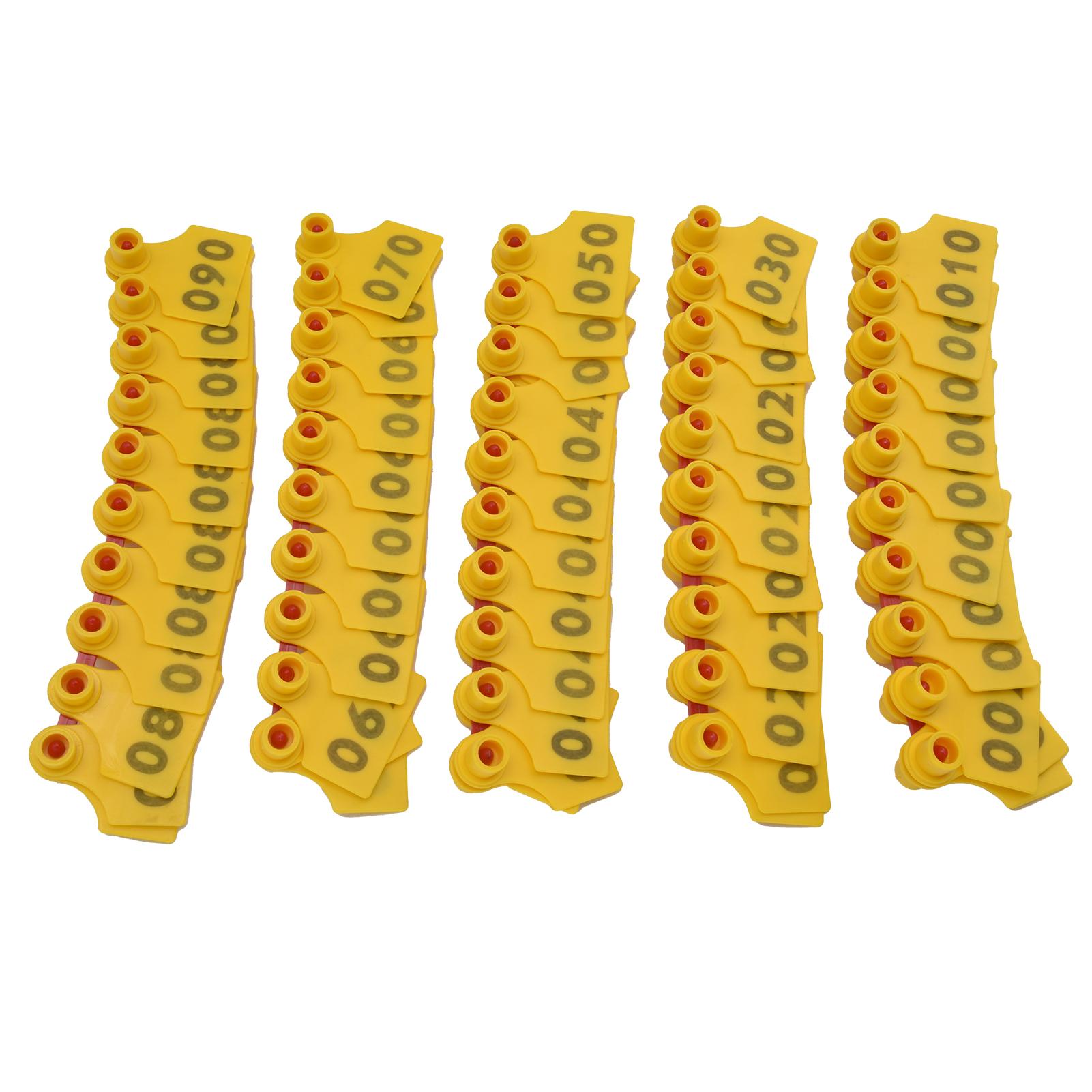

100Pcs TPU Pig Cow Ear Tag with Number 001‑100 Ear Label Tag Farm Livestock AccessoryYellow жовтий