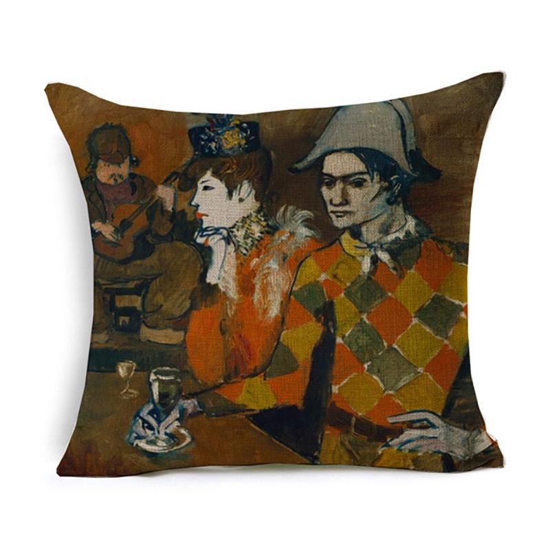 Luxurious Van Gogh Starry Night Square Cushion Covers With Premium Cotton Linen