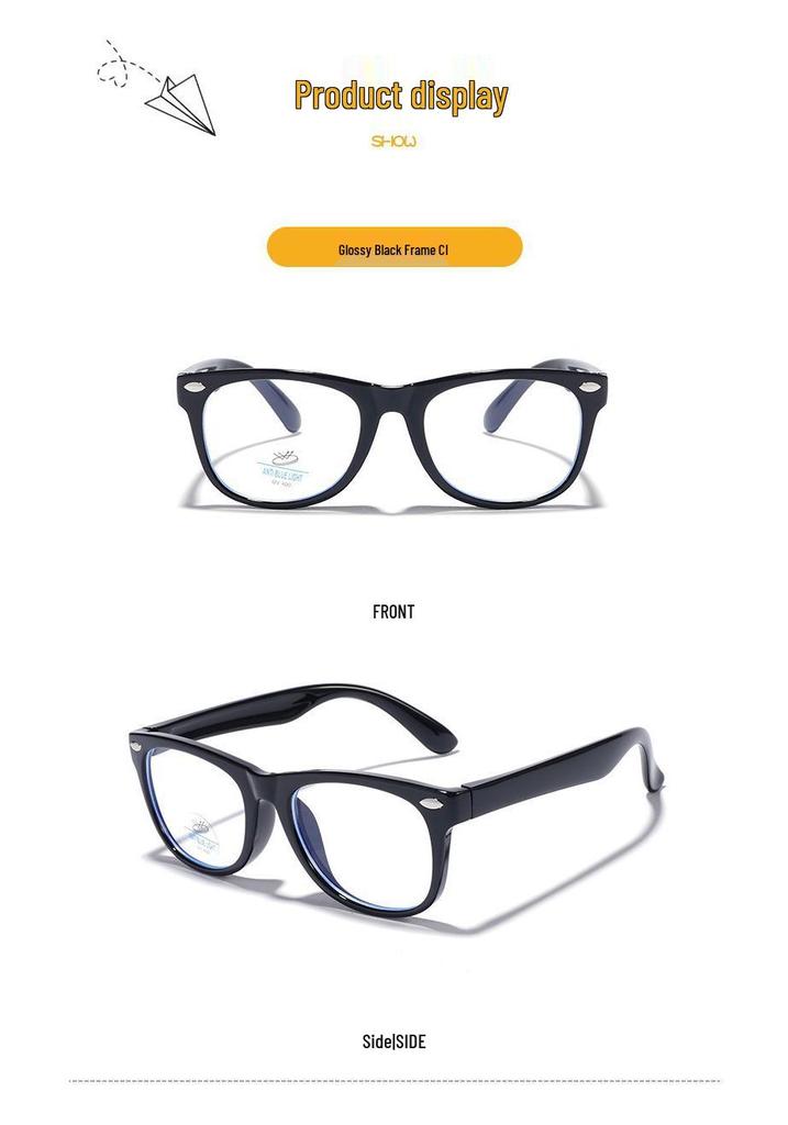 Kids' Color Block Silicone Blue Light Protection Eyeglass Frames - Rivet Design, Lens Compatible.