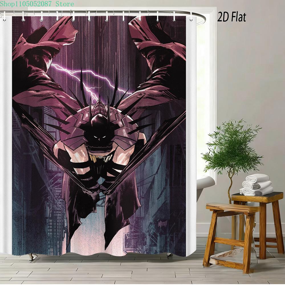 Batman Comic Book Battle Scene Waterproof Shower Curtain, Superhero Bathroom Decor With Kraak Sound Effect For Fans
