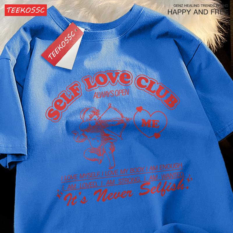 Parent Child Short Sleeve Self Love Club Fun Cupid Tshirt Cotton Casual Soft Street Hip Hop Clothes Summer Loose Family T-Shirts