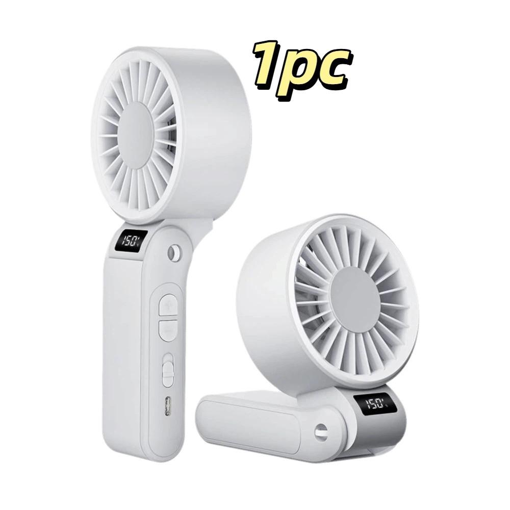 Digital Display Mini Fan High Speed USB Fan USB Charging Handheld Fan  Desktop Use белый