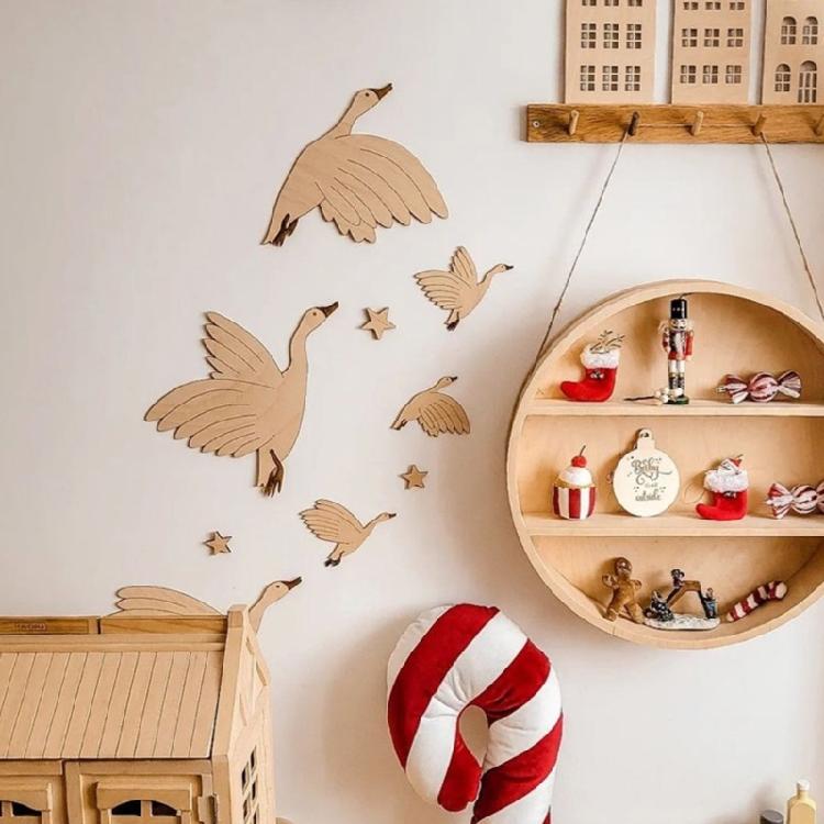 Set Of 6 Elaborate Cygnet Wall Decal Wood Flying Birds Perfect For Children Room And Art Collectors
