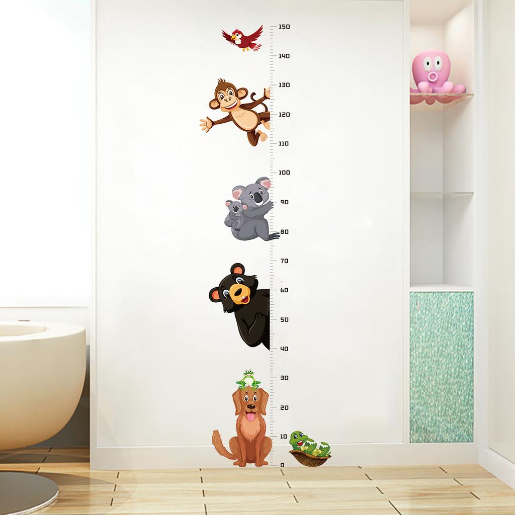 Animal Growth Chart Wall Sticker for Kids Room Nursery Self-Adhesive Height Ruler Baby Measure Decal Decor