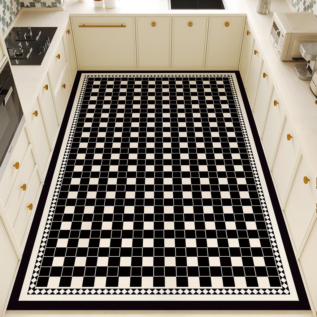 Pvc Scrubbable Leave-In Kitchen Floor Mat Non-Slip, Oil-Proof And Waterproof Household Floor Mat Foyer Entry Anti-Dirty Leather Carpet
