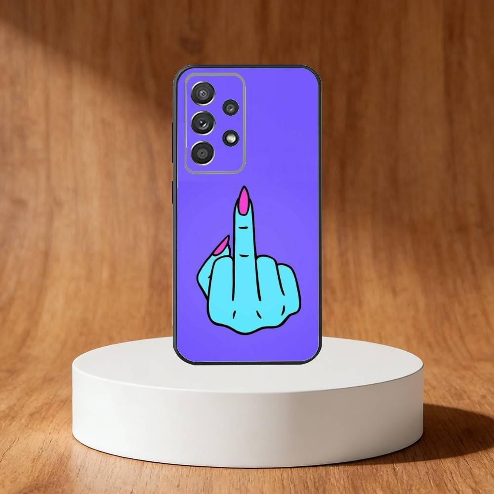 Funny M-Middle Finger Phone Case For Samsung S25,S24,S21,S22,S23,S30,Ultra,S20,Plus,Fe,Note,10,9,5G Black Cover