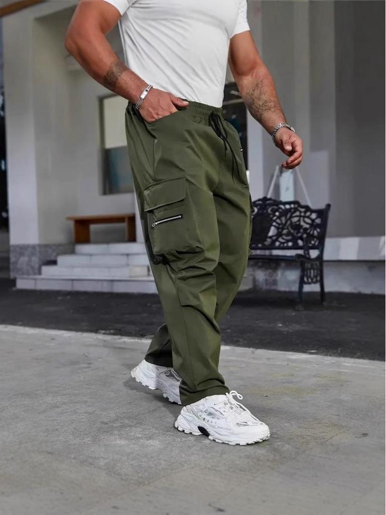 2025 Men's Outdoor Cargo Pants: Loose Fit, Multi-Pocket, Functional, Elastic Drawstring, Zipper Design