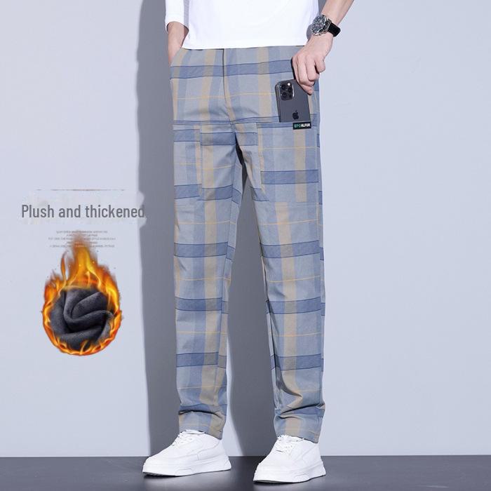 

Осенние мужские повседневные брюки в клетку 2024 года из эластичной ткани — универсальные, большого размера, прямого кроя. 38