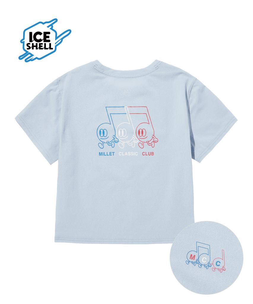 Millekeullaesig Note Symbols Ice Shell Crop T-Shirts L/Blue