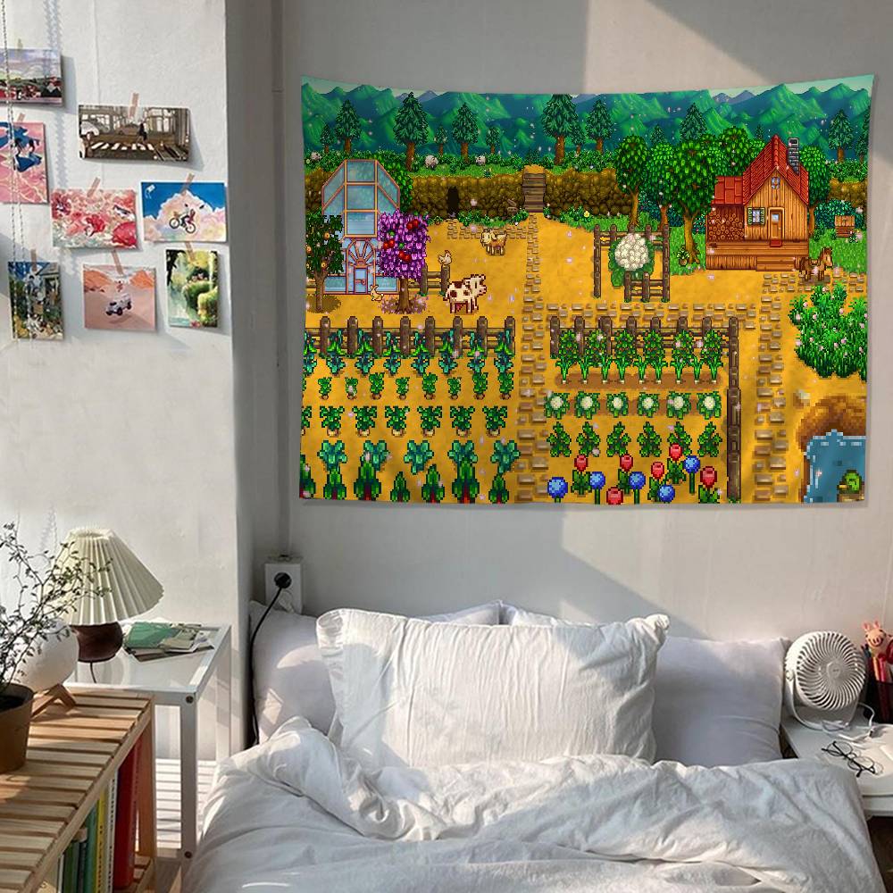 Game SStardew Valley Anime Tapestry Hanging Tarot Hippie Wall Rugs Dorm Home Decor