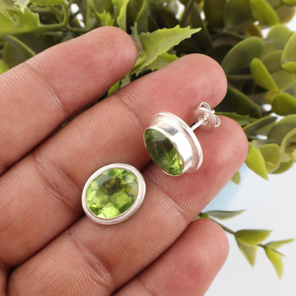 Peridot Earrings Gemstone Jewelry, 925 Solid Sterling Silver Earrings, Handmade Jewelry Earrings, Gift For Her