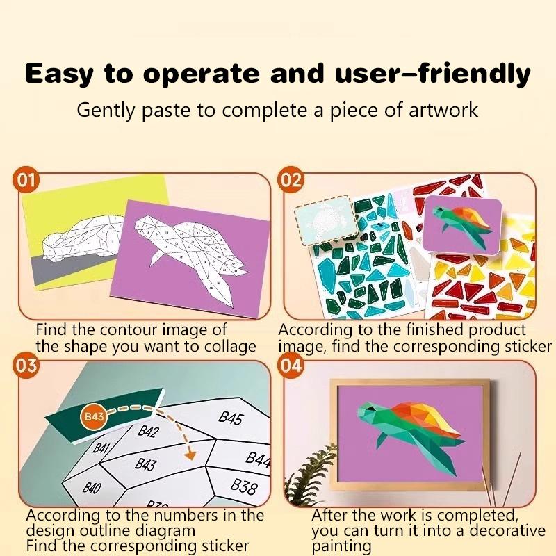 1 Set Diy Paste Material Kit Paper 3D Geometric Sticker Books Handmade Educational Toys Car Animals Sticker Book For Children
