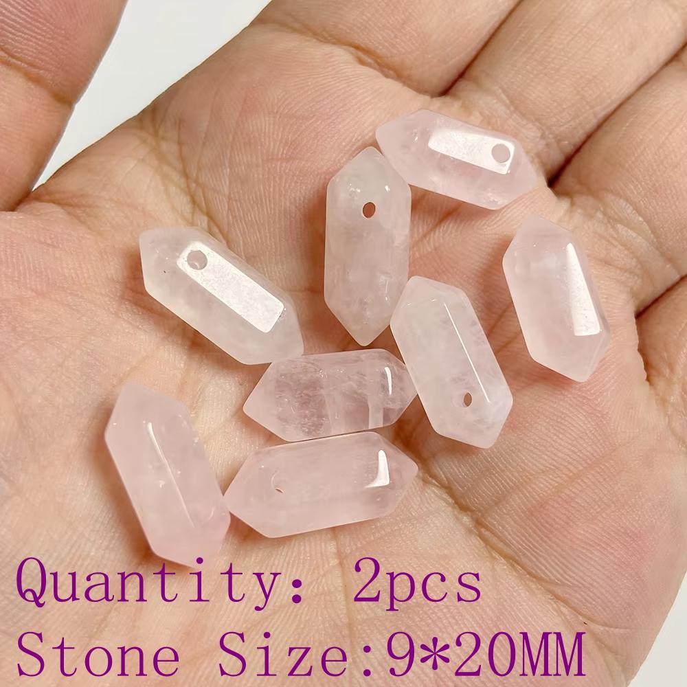 2pcs Natural Pink Rose Crystal Quartz Stone Pendant Star Heart Waterdrop Square Shape Pendant for Jewelry Making DIY Necklace