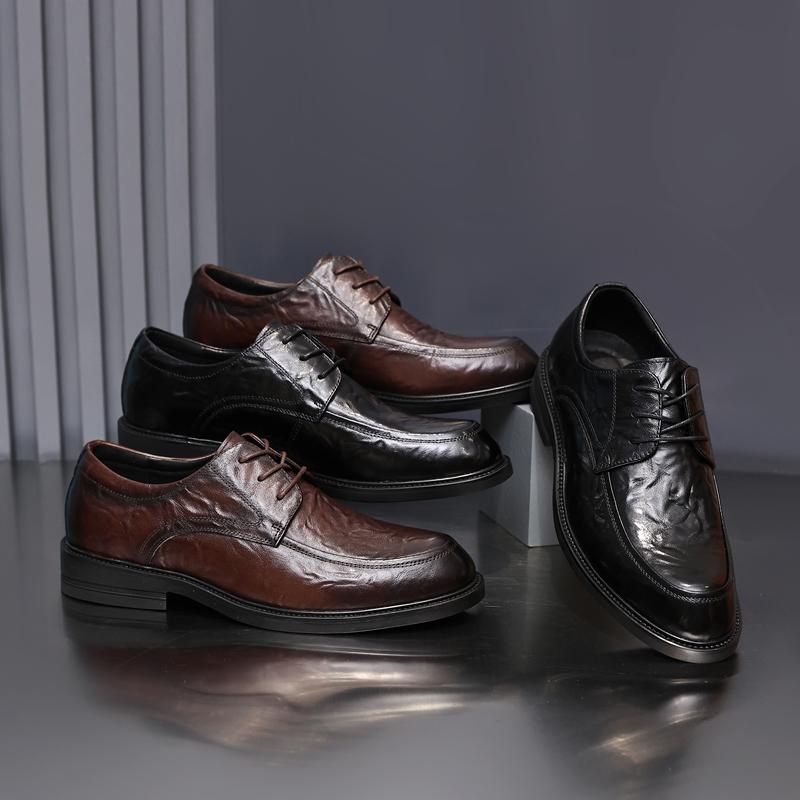 Fashion Golden Sapling Brand Men Formal Social Shoes Genuine Leather Wedding Party Lace Up Oxfords Footwear Male British Loafers Casual