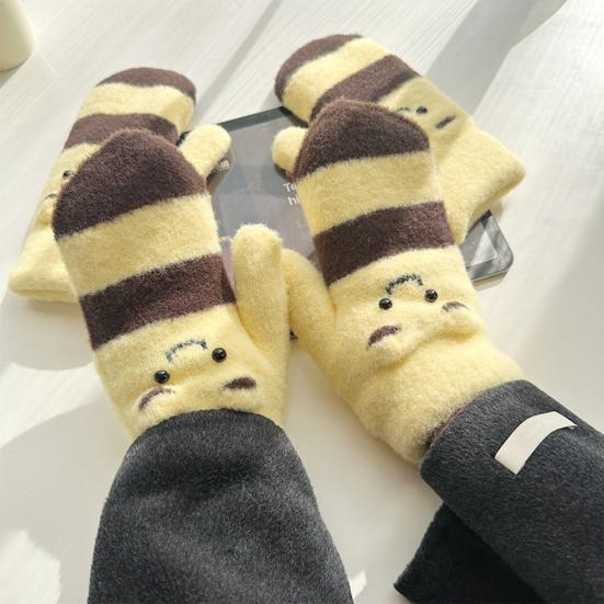 1 Pair Winter Gloves Goose Design Warm Mittens Women Men Universal Size Thermal Soft Lined Knitted Winter