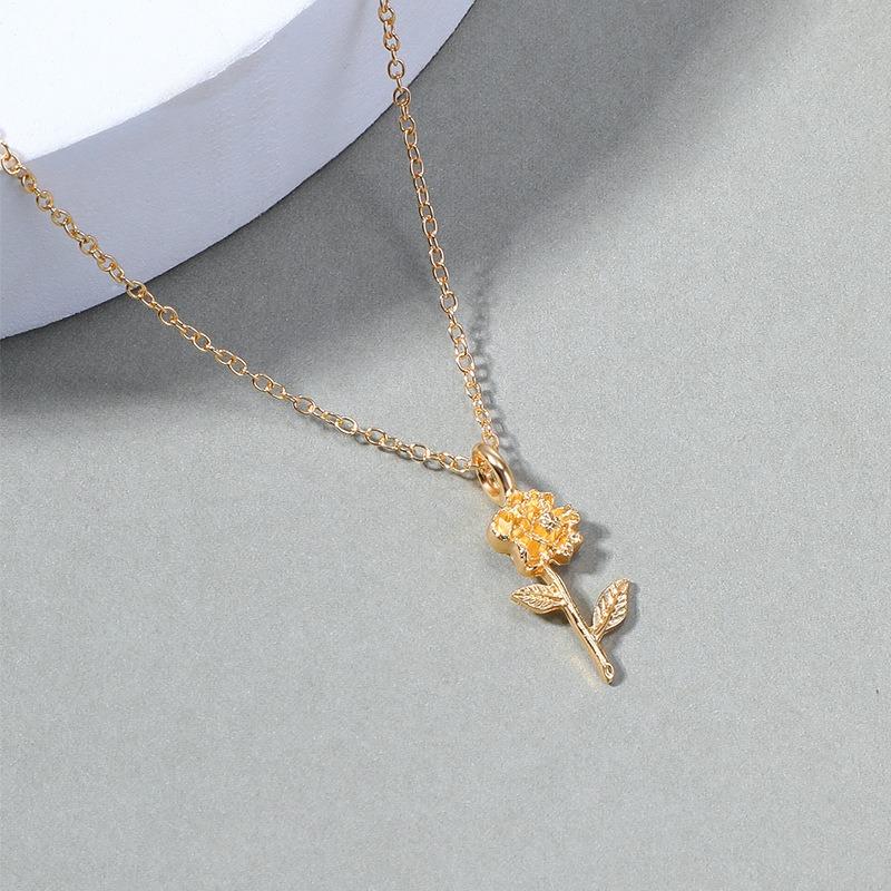 Flower necklace New alloy niche high-end jewelry Versatile rose pendant Collarbone chain Women