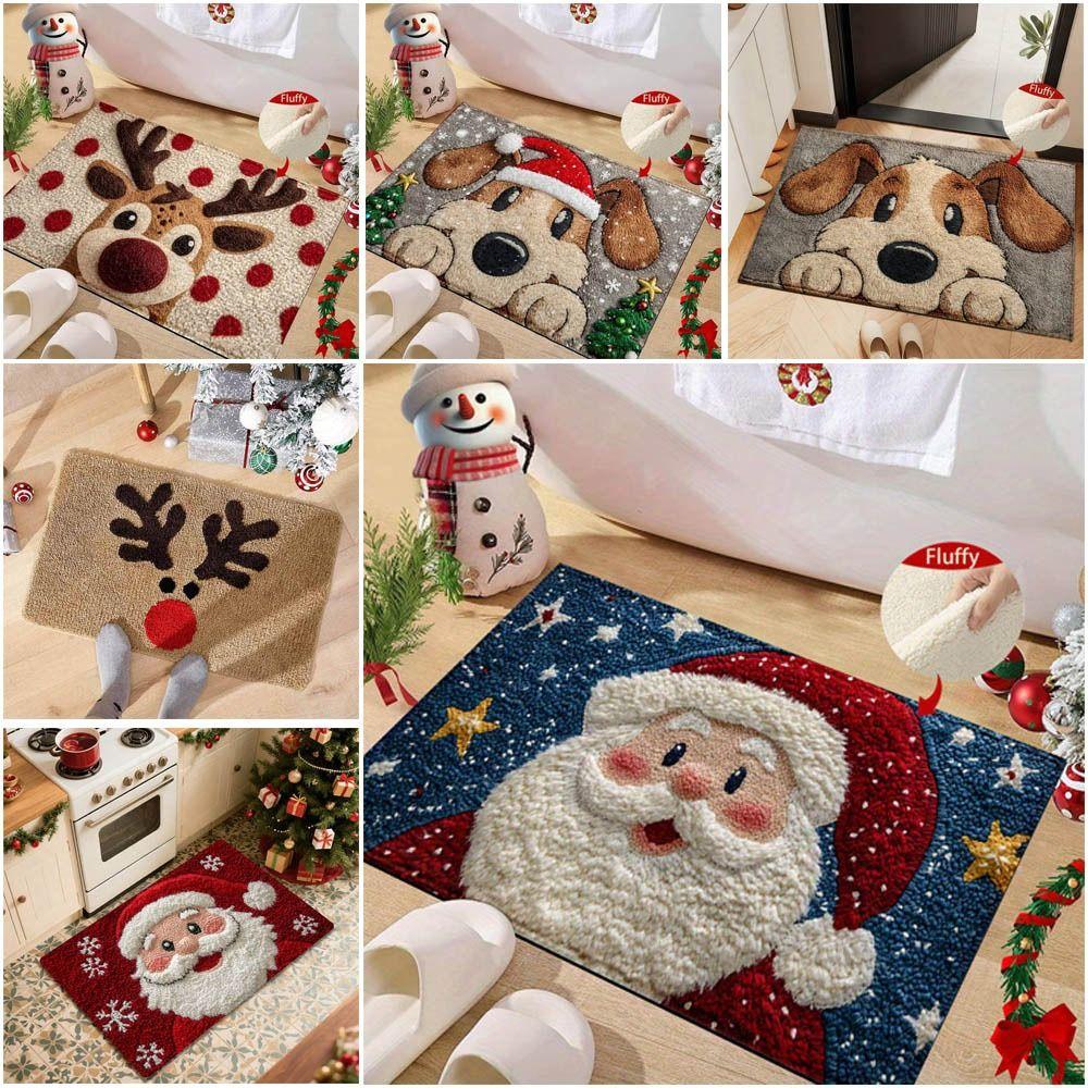 Water-absorbing Bathroom Mat Santa Claus Design Door Carpet Anti-slip Pad  Christmas Season
