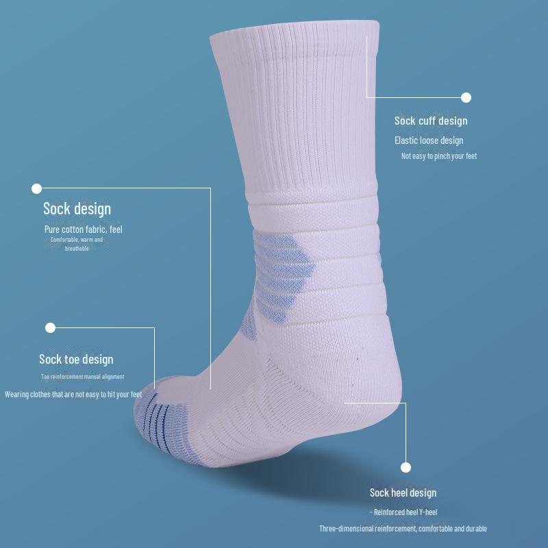 Mingjun Elite Non-Slip Men's Basketball Socks - Thick, Mid-Tube, Cushioned Sports Socks for Enhanced Performance
