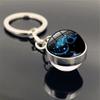 Holder Men Women Glass Ball Pendant Leo Jewelry 12 Constellation Keychain Zodiac Keychain Key Rings