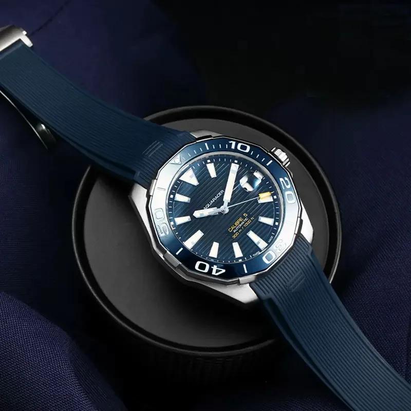 Rubber Silicone Watch Strap Waterproof Bracelet Watchbands for TAG HEUER AQUARACER 300 WAY201B Series Watchchain 22mm