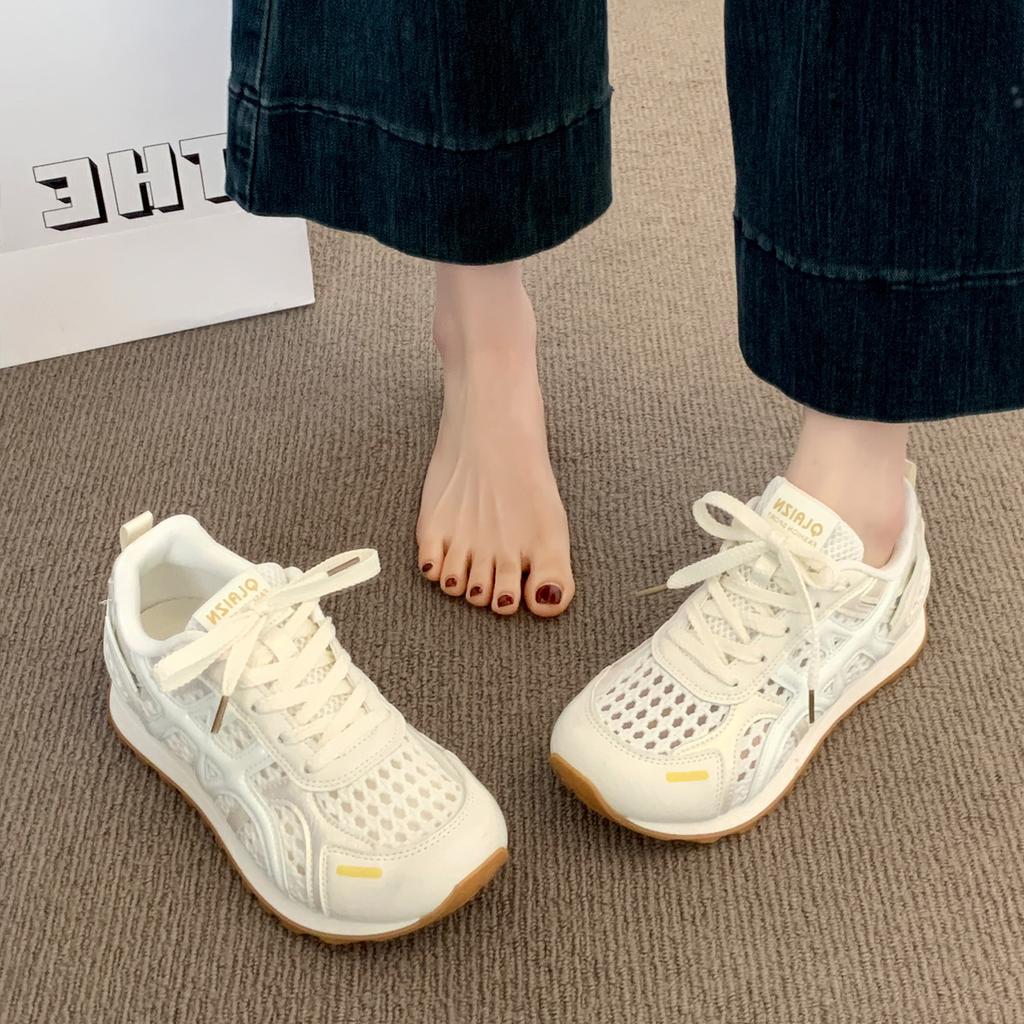 Dexun little white shoes women's mesh breathable 2025 summer new single net light Forrest Gump shoes casual sports running shoes